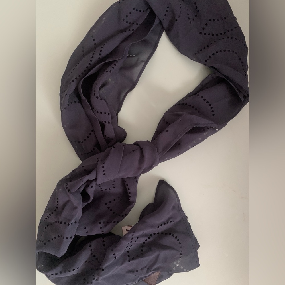 NWT Coach monogram logo perforated midnight navy scarf